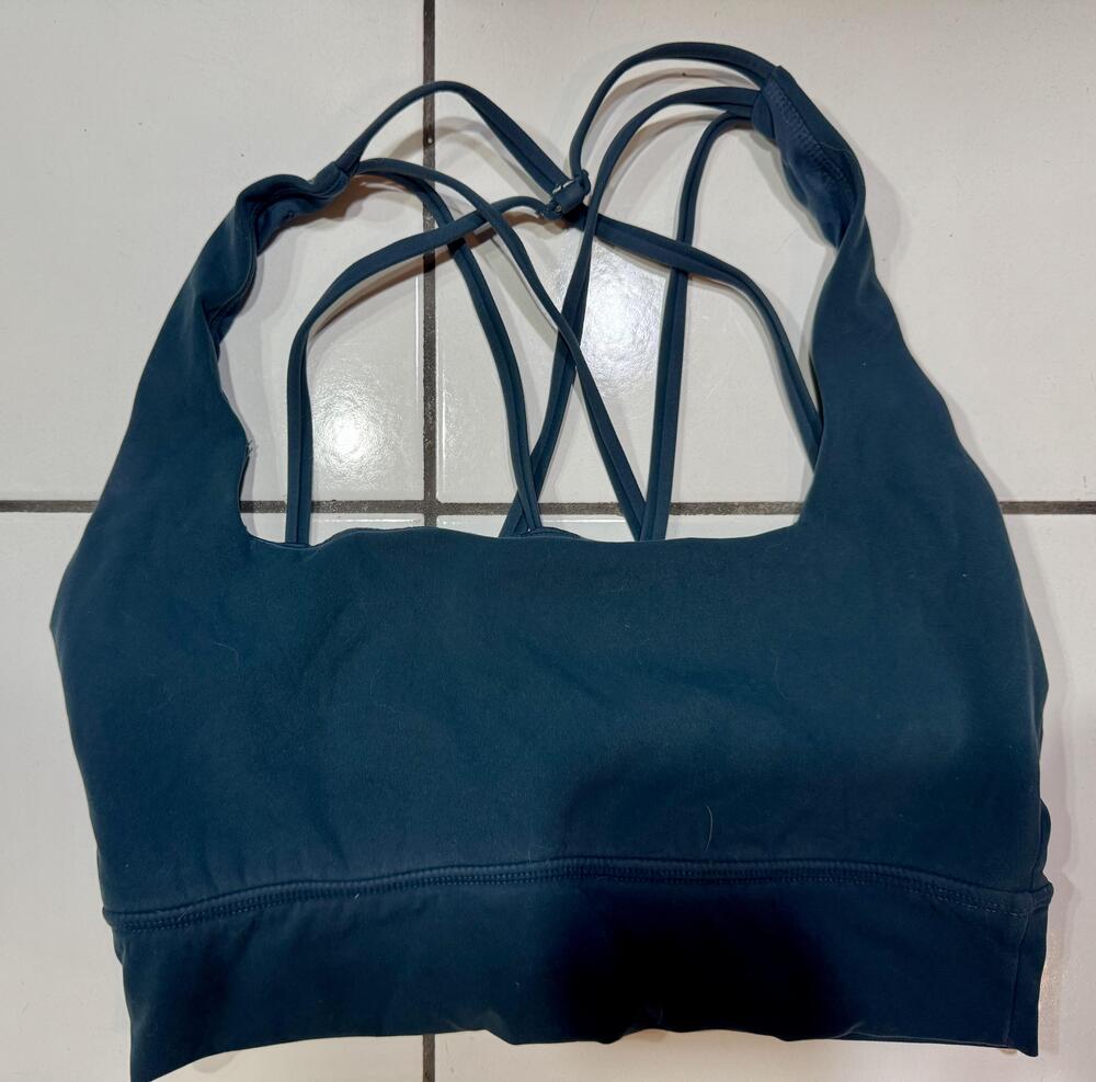 Buffbunny Sports Bra Womens Small Teal Blue Strappy Back Longline Yoga Workout